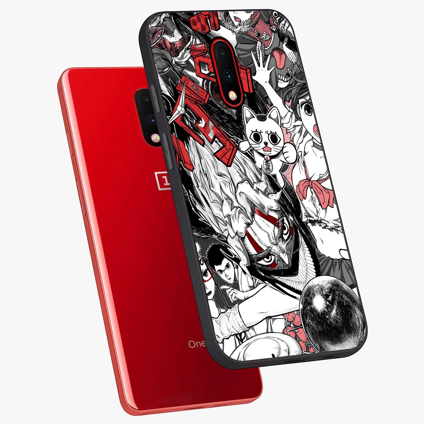 Crimson Chaos Panel Glass Case displayed in angled mockup highlighting chaotic panel style design with modern graphic theme.
