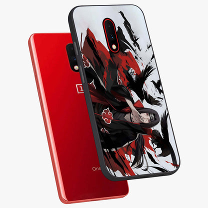 Crimson Crow Illusion Glass Case displayed in angled mockup highlighting mysterious crow graphic with dark aesthetic style.