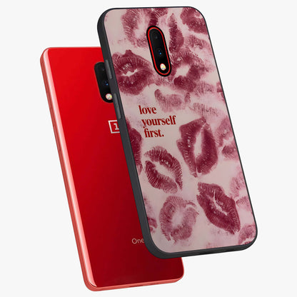 Crimson Kiss Love Glass Case displayed in angled mockup highlighting bold love inspired design with modern aesthetic style.