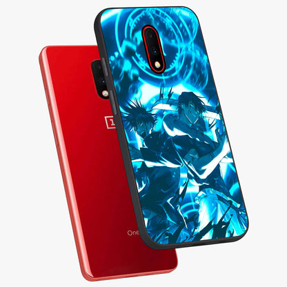 Cursed Energy Clash Glass Case displayed in angled mockup highlighting powerful battle inspired graphic with anime style aesthetic.