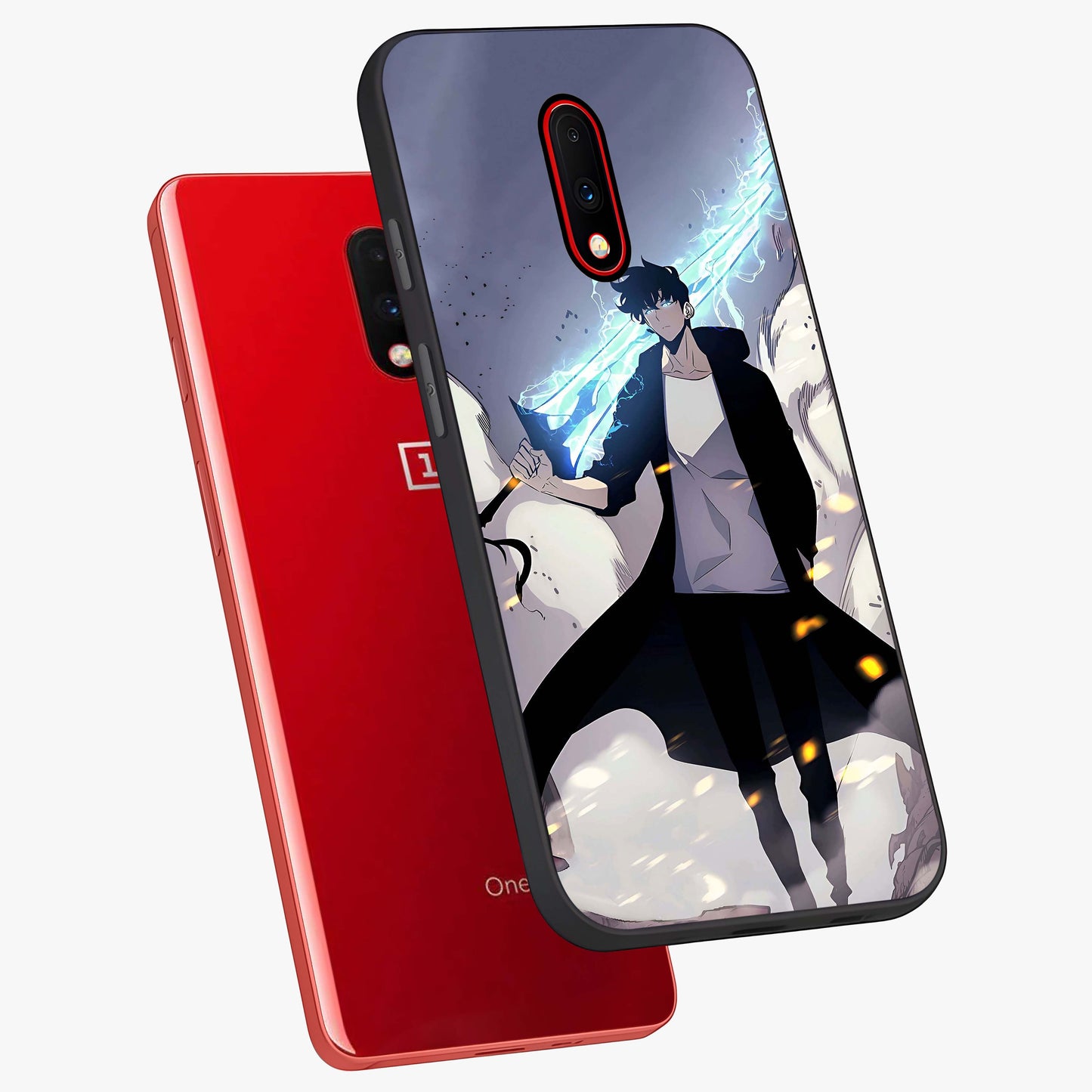 Dark Lightning Anime Warrior Glass Case displayed in angled mockup highlighting powerful lightning themed anime illustration.