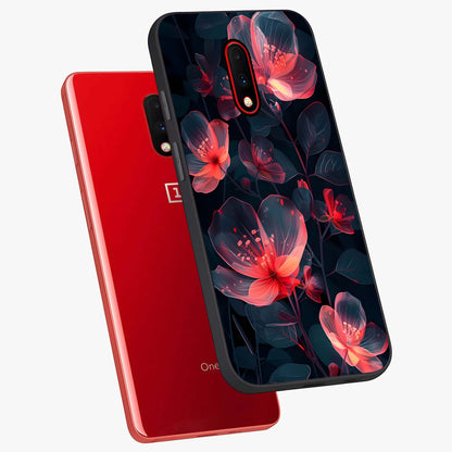 Dark Shade of Flower Glass Case displayed in angled mockup highlighting moody floral illustration with aesthetic dark tones.