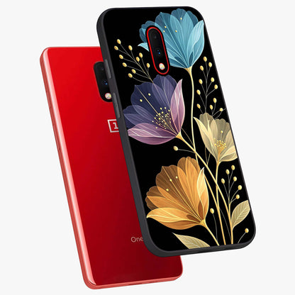 Delicate Multicolor Flowers Glass Case displayed in angled mockup highlighting colorful flower pattern with soft aesthetic style.