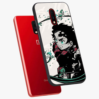 Demon Slayer Glass Case displayed in angled mockup highlighting dramatic anime character design with action aesthetic.