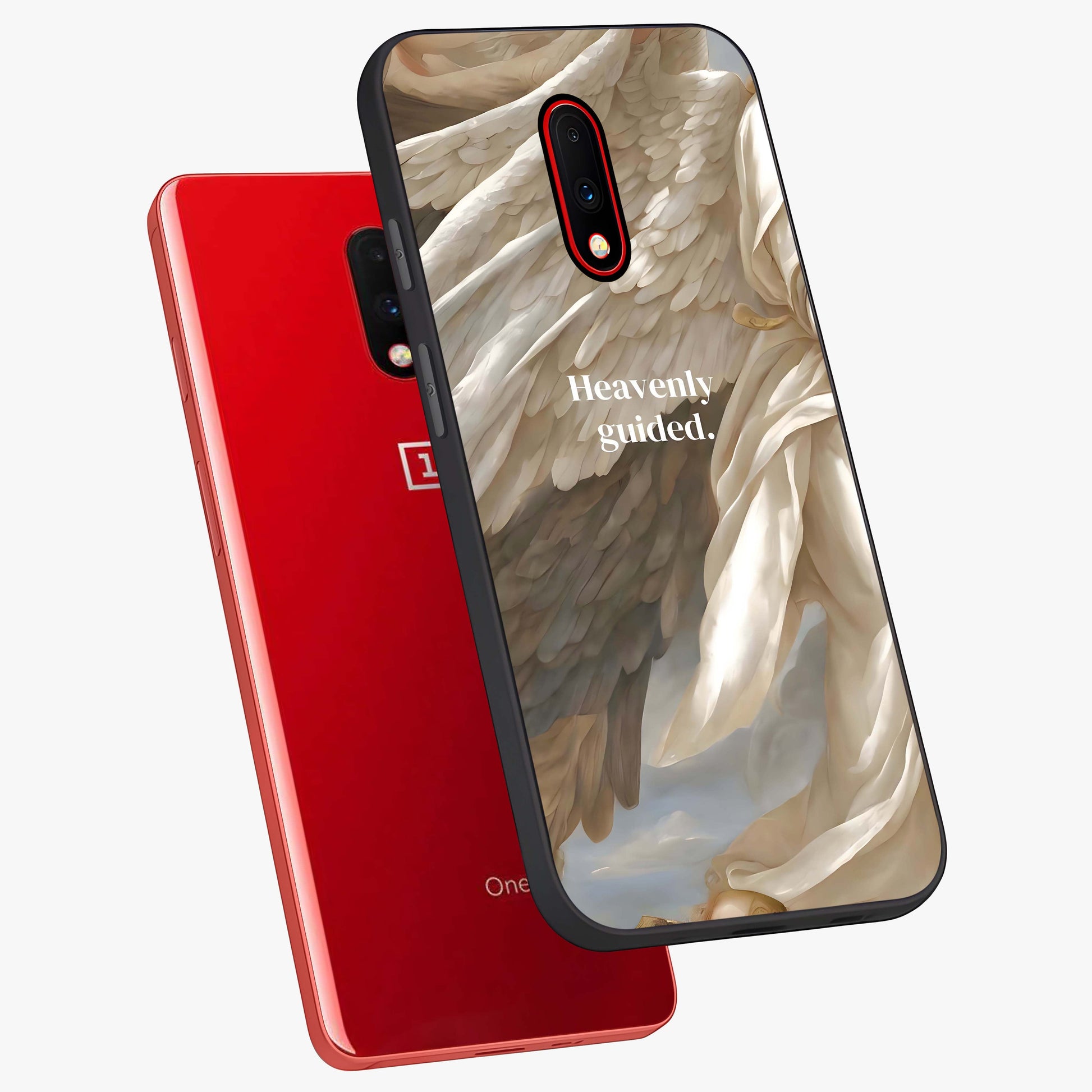 Divine Winged Grace Glass Case displayed in angled mockup highlighting graceful wing design with divine aesthetic style.