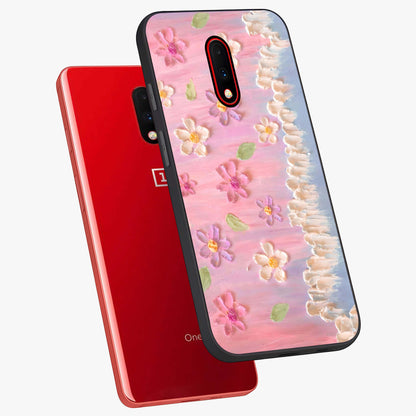 Dreamy Painted Garden Glass Case displayed in angled mockup highlighting colorful garden illustration with dreamy aesthetic style.