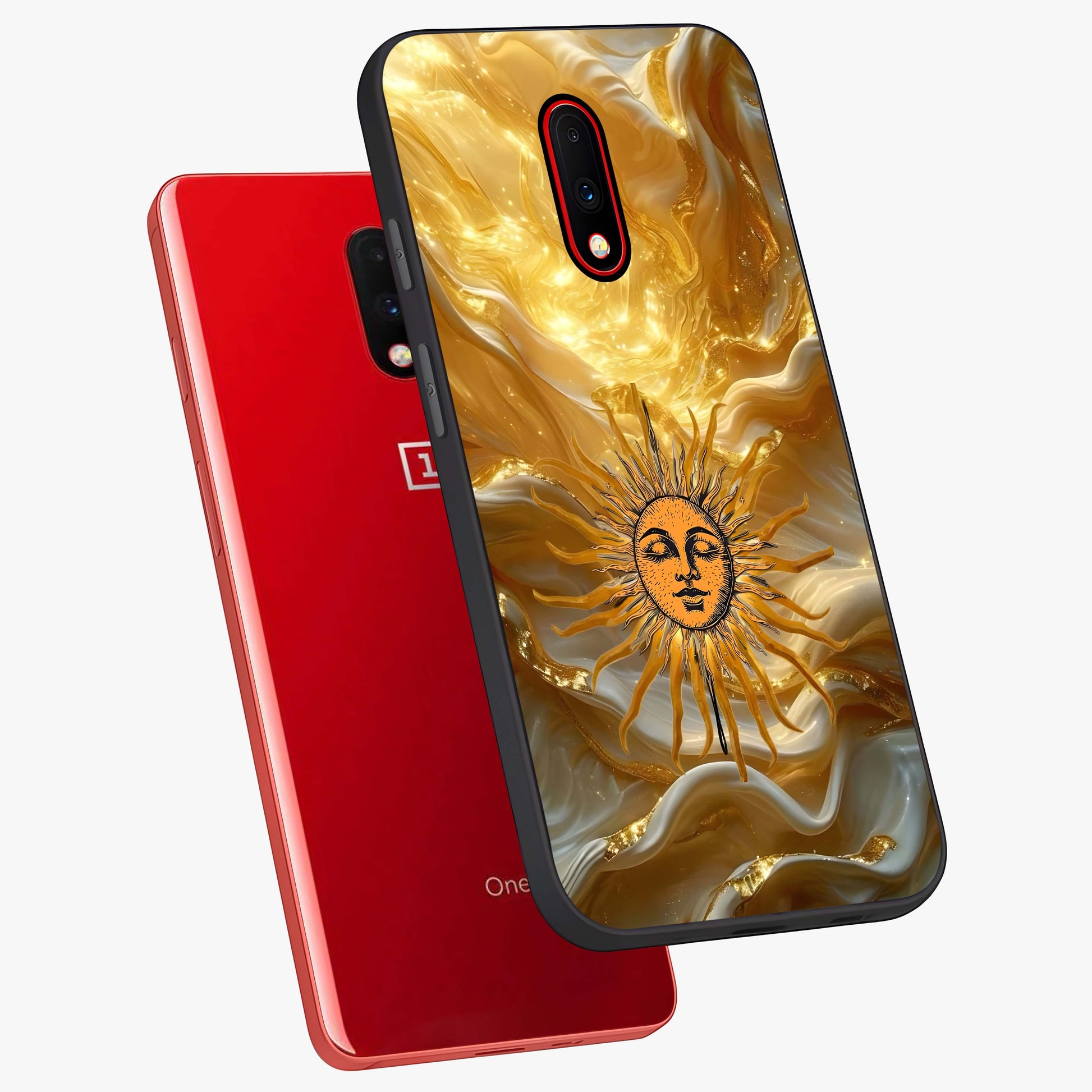 Eternal Golden Glow Glass Case displayed in angled mockup highlighting glowing golden aesthetic design with elegant style.