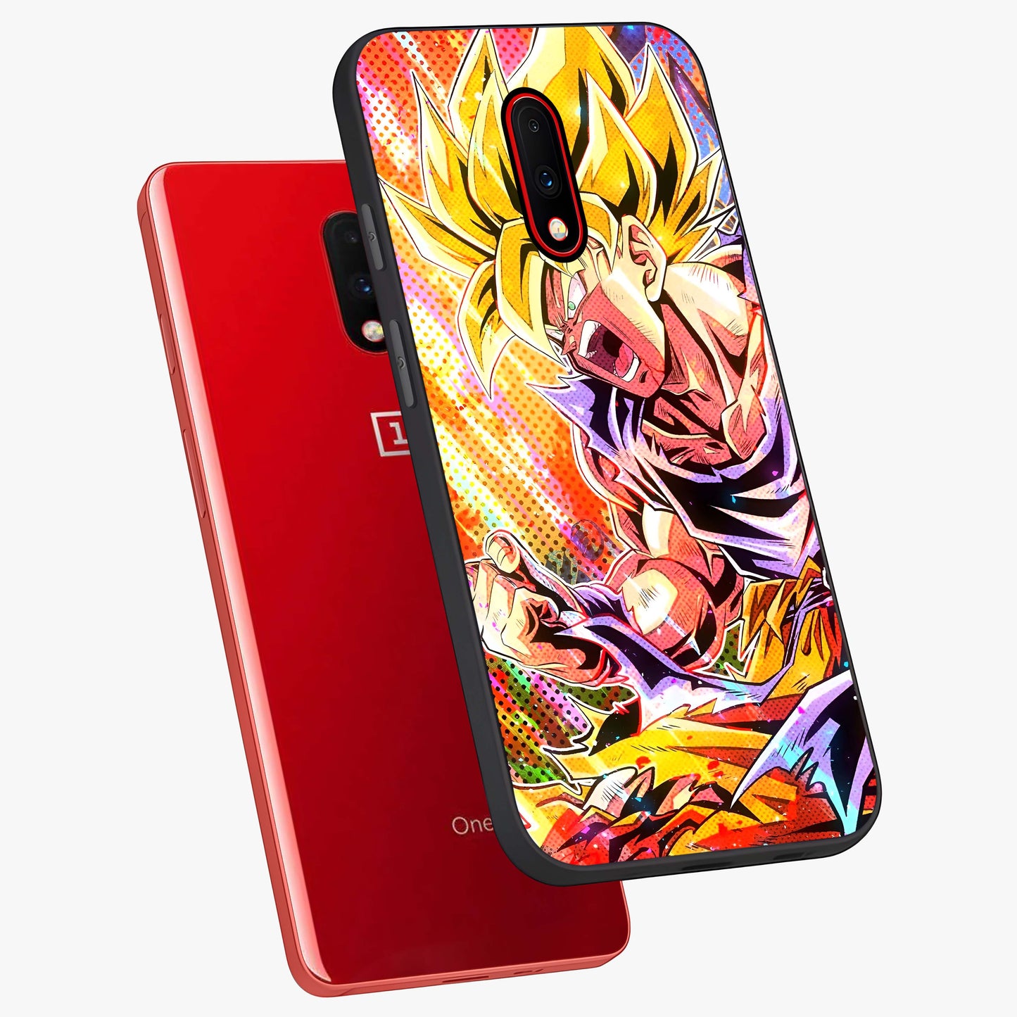 Firing Goku Glass Case displayed in angled mockup highlighting dynamic anime character design with action aesthetic.