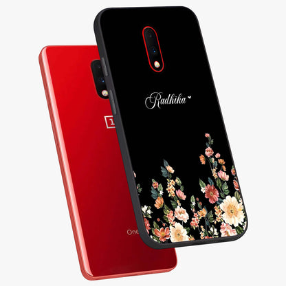 Floral Design With a Custom Personalized Name Glass Case displayed in angled mockup highlighting elegant floral pattern with custom name feature.