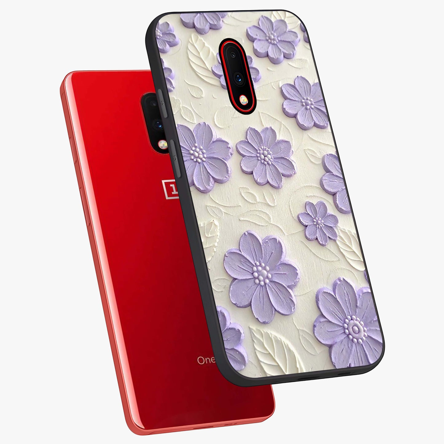 Floral Wall Art With Purple Flowers Glass Case displayed in angled mockup highlighting vibrant purple floral illustration with artistic aesthetic.