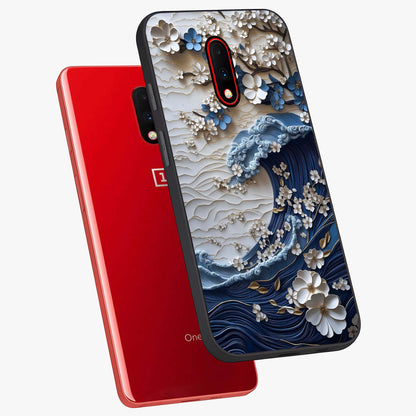 Floral Wave Origami Glass Case displayed in angled mockup highlighting geometric origami flower design with modern aesthetic style.