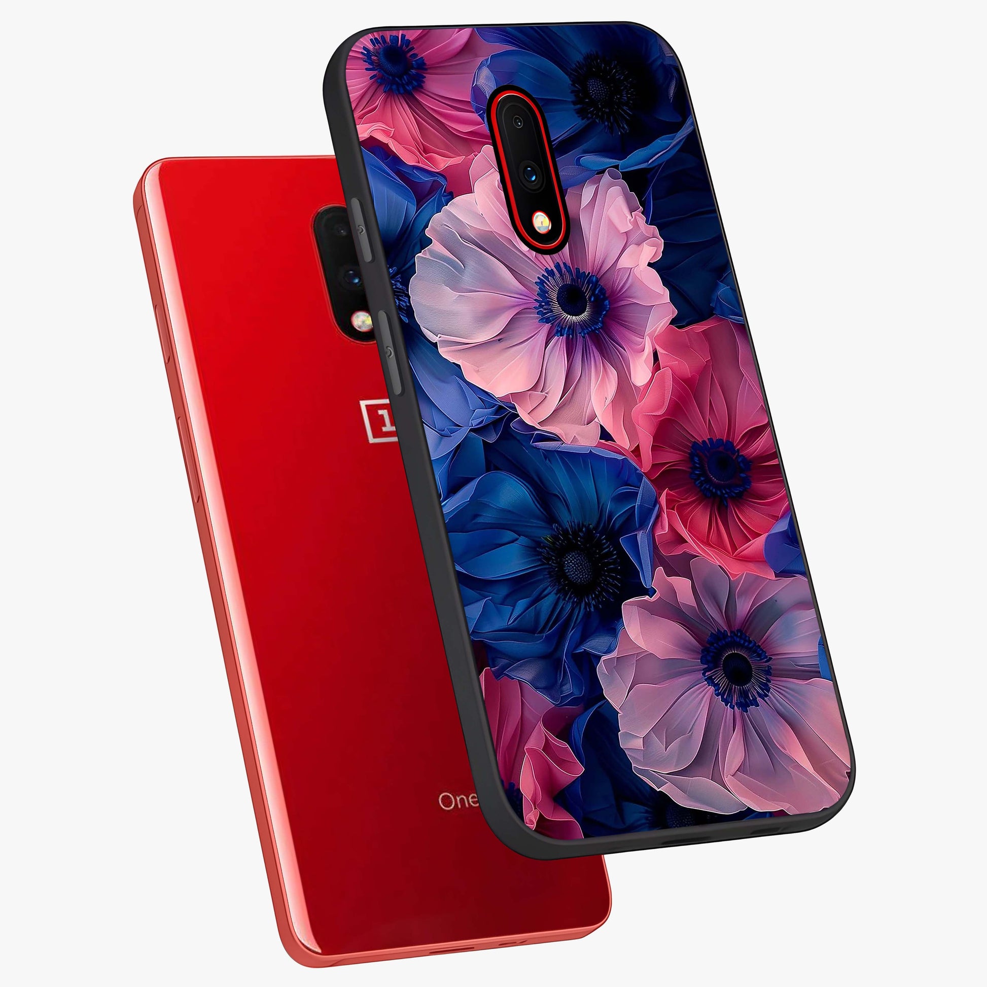Flower Paper Art Pattern Glass Case displayed in angled mockup highlighting layered paper flower design with artistic aesthetic.