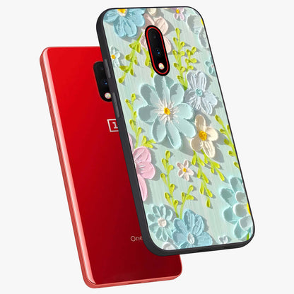 Frosted Petal Garden Glass Case displayed in angled mockup highlighting delicate flower petal design with calm garden aesthetic.