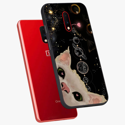 Galactic Cat Glass Case displayed in angled mockup highlighting celestial feline illustration with galaxy aesthetic style.
