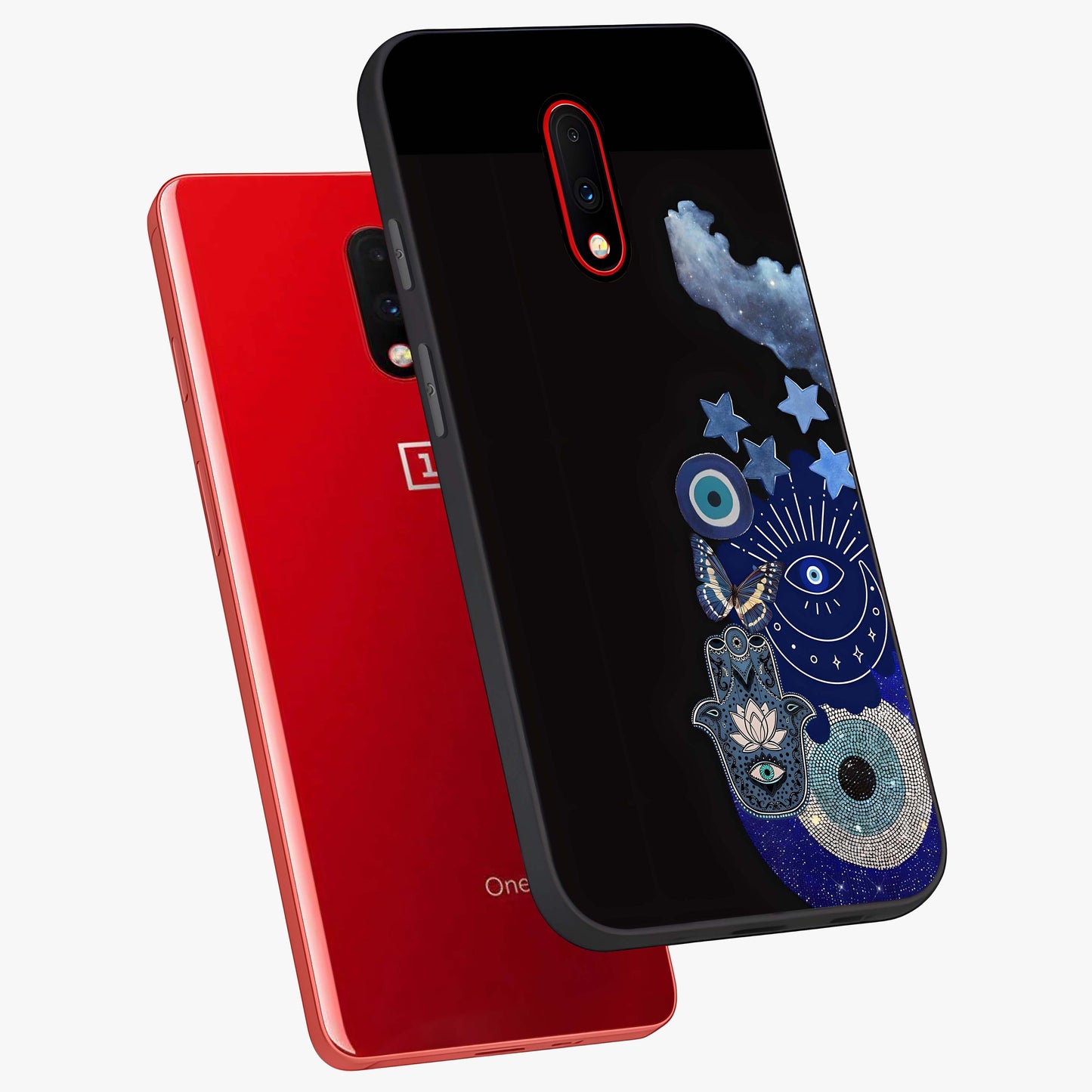 Galactic Charm Cluster Glass Case displayed in angled mockup highlighting luminous galaxy inspired design with dreamy aesthetic.