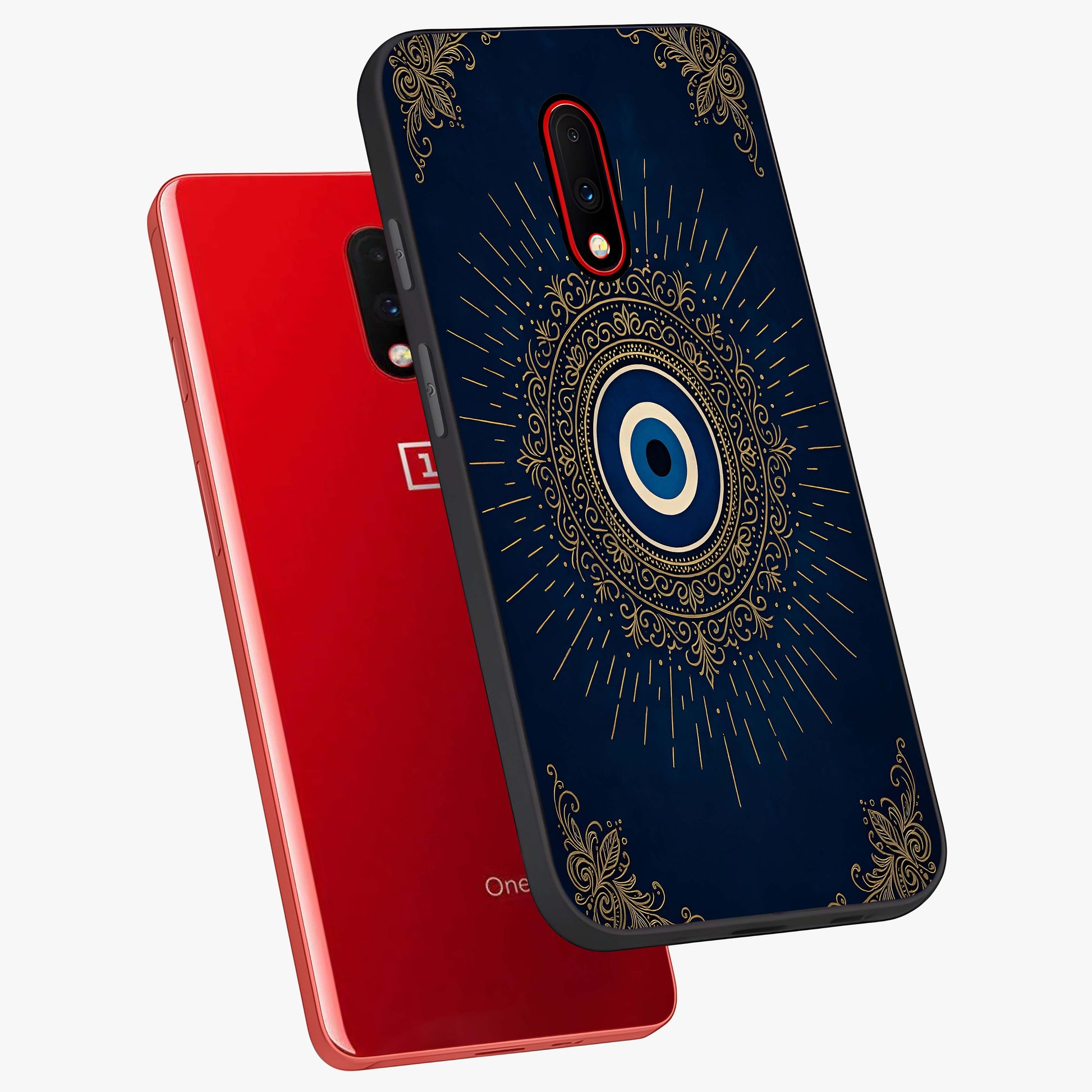Golden Celestial Charm Glass Case displayed in angled mockup highlighting sparkling cosmic charm design with celestial aesthetic.