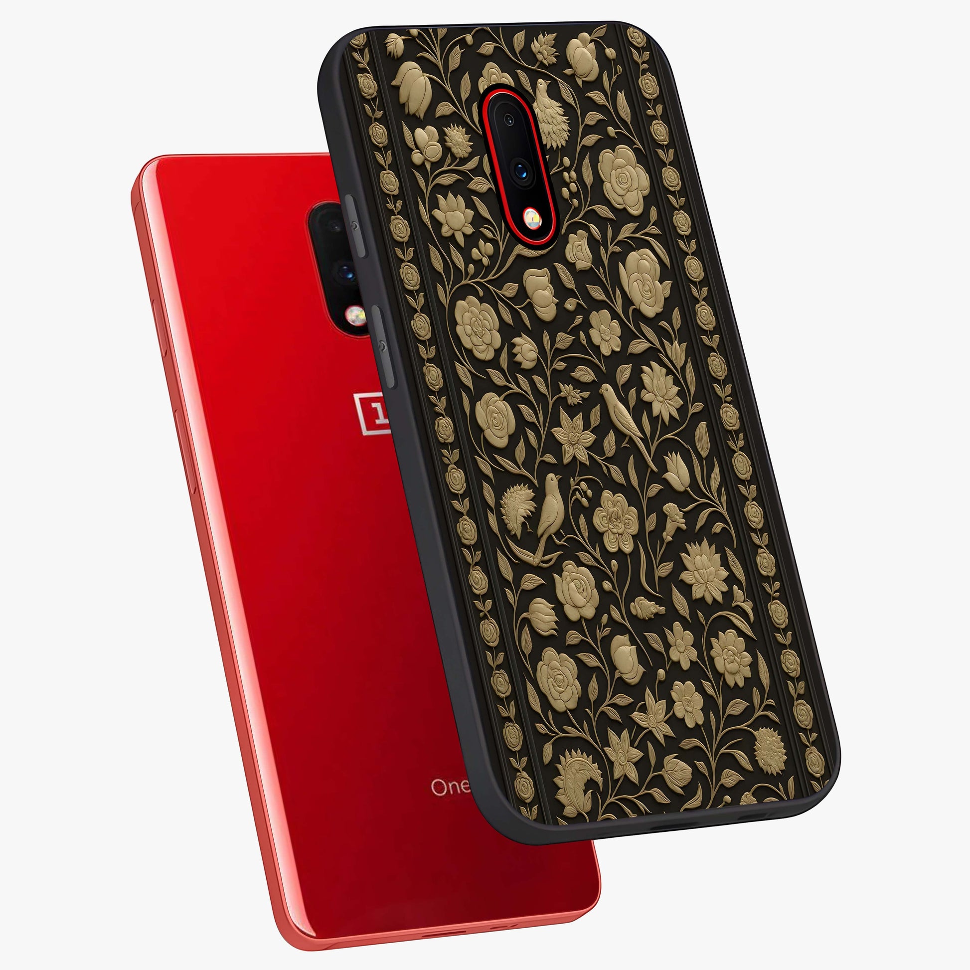 Golden Evil Eye Mandala Glass Case displayed in angled mockup highlighting protective evil eye symbol with golden mandala design.
