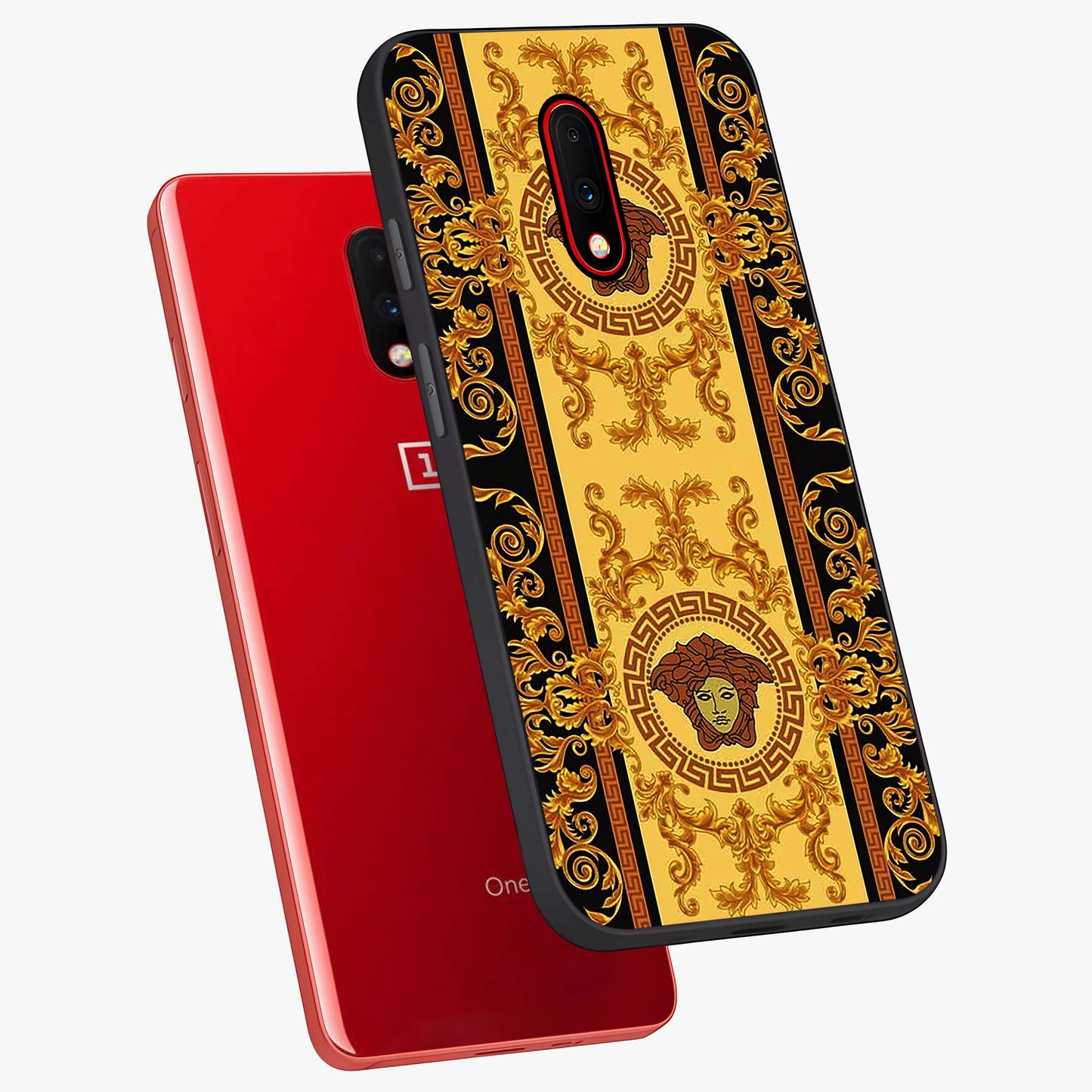 Golden Lotus Glow Glass Case displayed in angled mockup highlighting radiant lotus illustration with spiritual aesthetic.