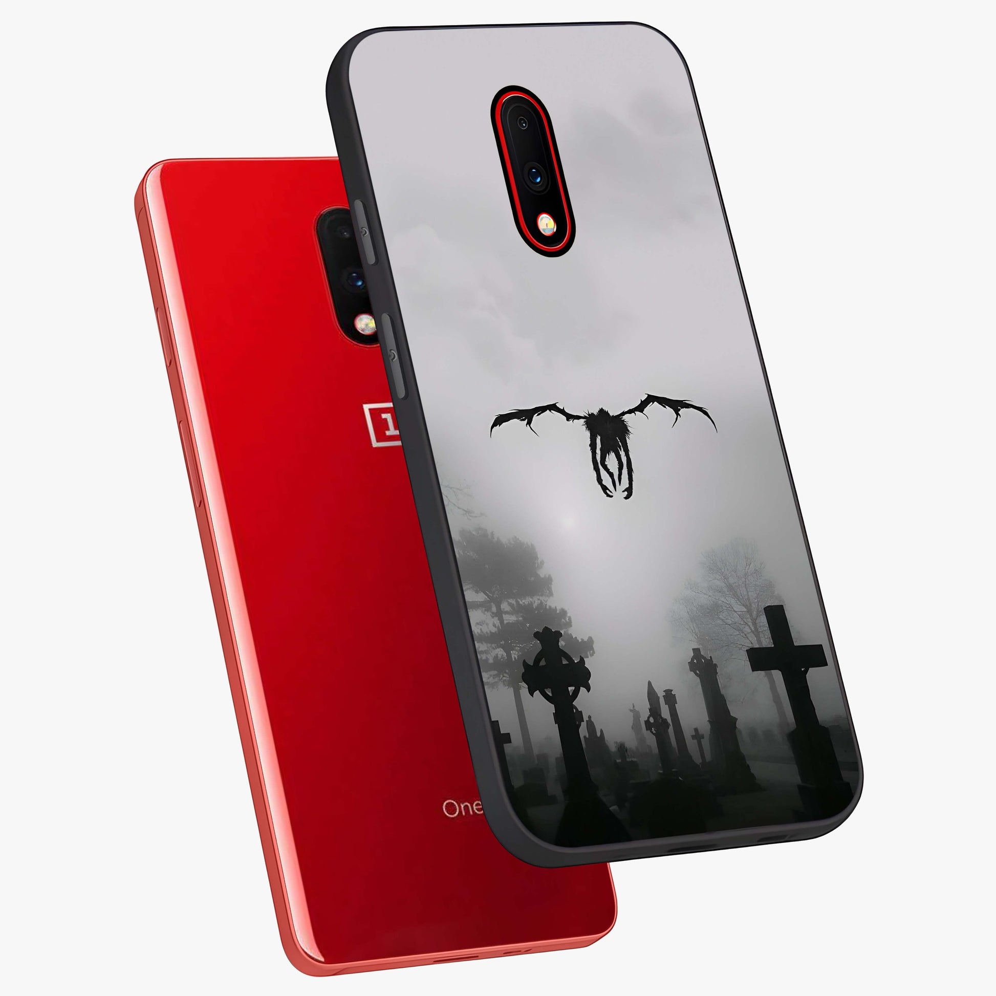 Graveyard Shadow Descent Glass Case displayed in angled mockup highlighting eerie shadow illustration with gothic aesthetic.