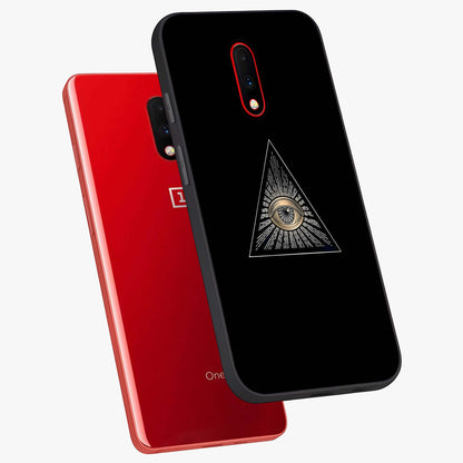 Illuminati Evil Glass Case displayed in angled mockup highlighting dark occult inspired design with bold aesthetic style.