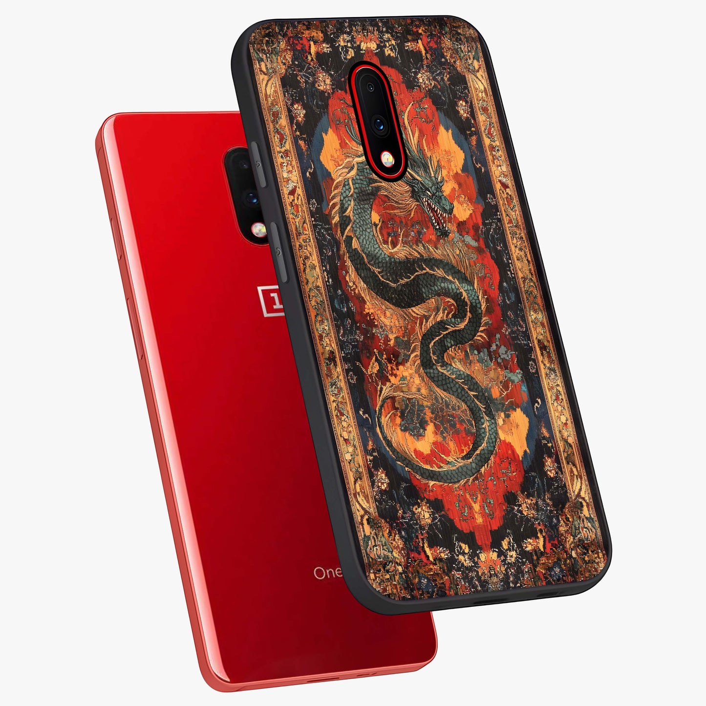 Inferno Dragon Soul Glass Case displayed in angled mockup highlighting powerful dragon illustration with inferno aesthetic.