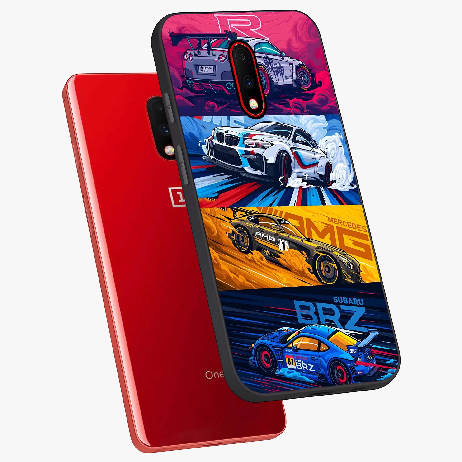 JDM Sports Car Glass Case displayed in angled mockup highlighting sleek Japanese racing car design with automotive aesthetic.