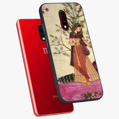 Lady With Veena Art Glass Case displayed in angled mockup highlighting graceful musical illustration with cultural artistic aesthetic.
