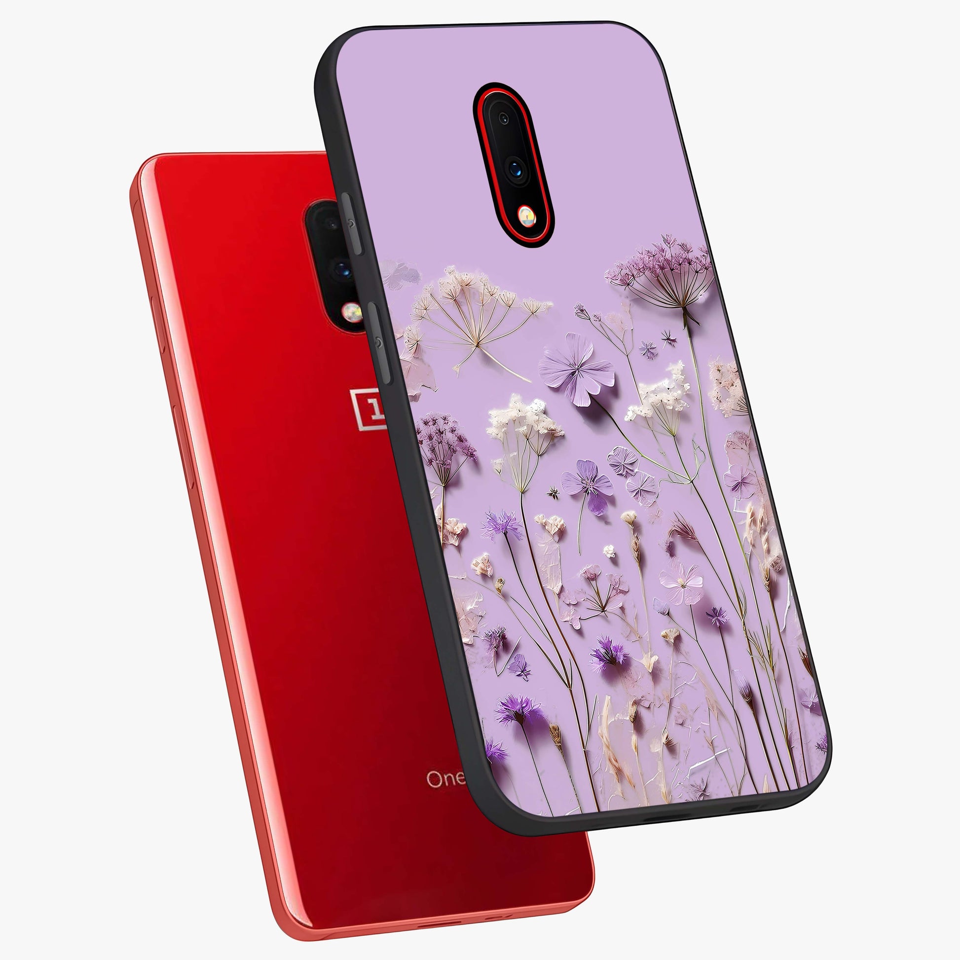 Lavender Blossom Dream Glass Case displayed in angled mockup highlighting dreamy lavender flower design with calming aesthetic style.