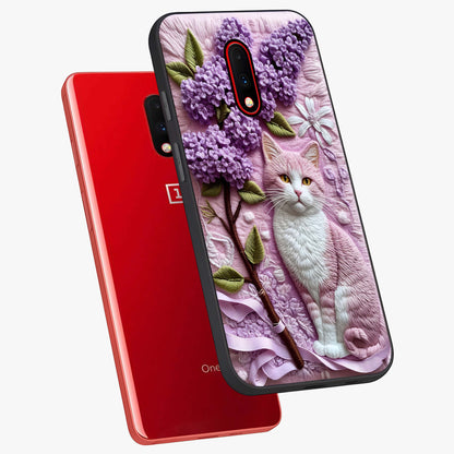 Lavender Cat Whimsy Glass Case displayed in angled mockup highlighting playful feline illustration with pastel lavender aesthetic.