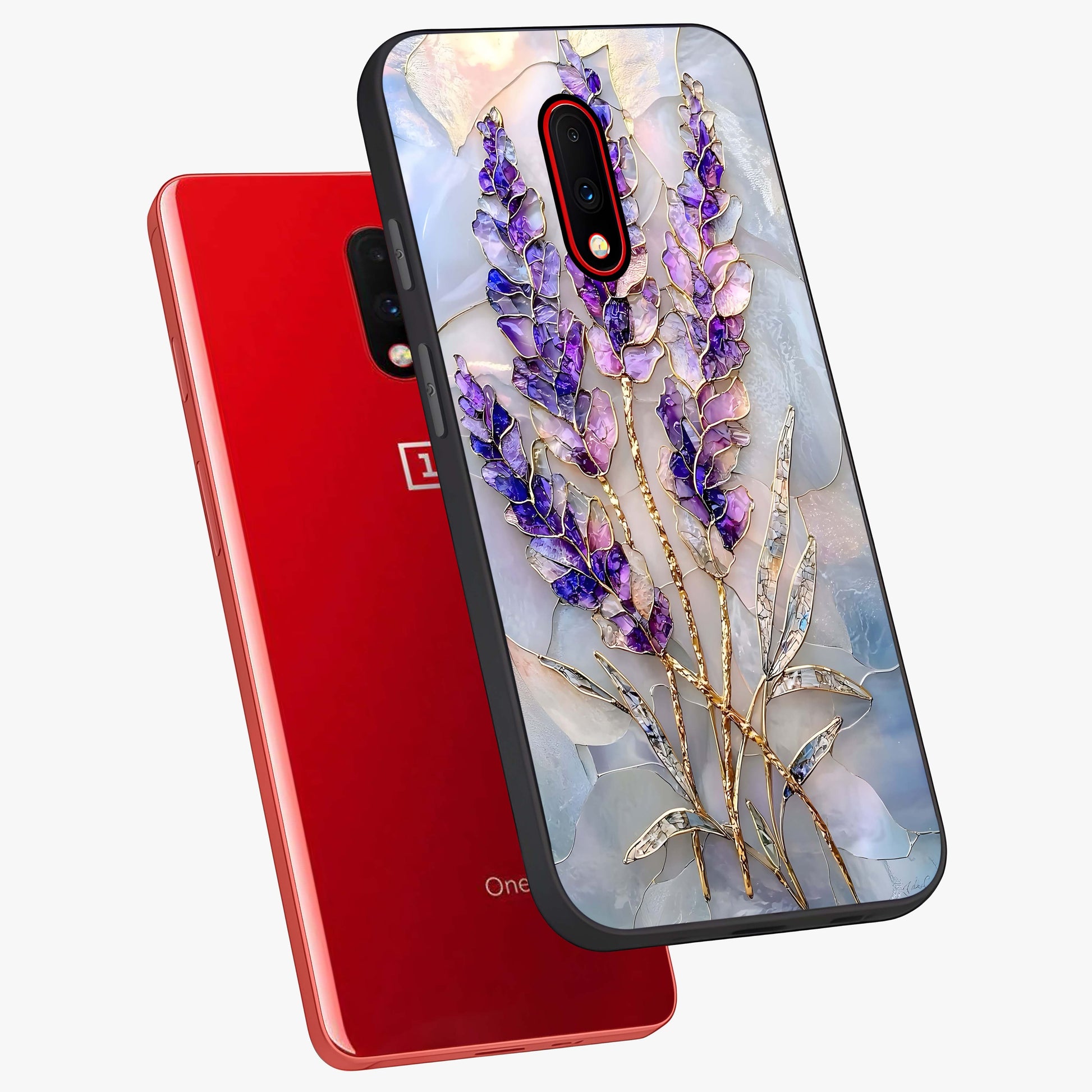 Lavender Dream Glow Glass Case displayed in angled mockup highlighting dreamy purple glow design with soft artistic style.