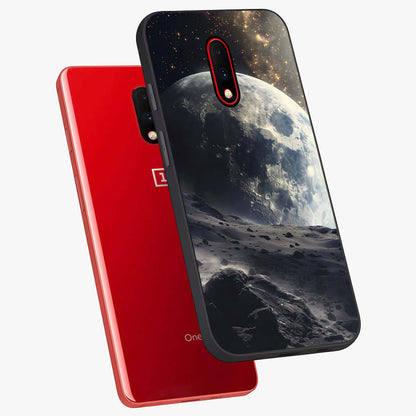 Lunar Horizon Glow Glass Case displayed in angled mockup highlighting celestial moon design with dreamy night aesthetic.