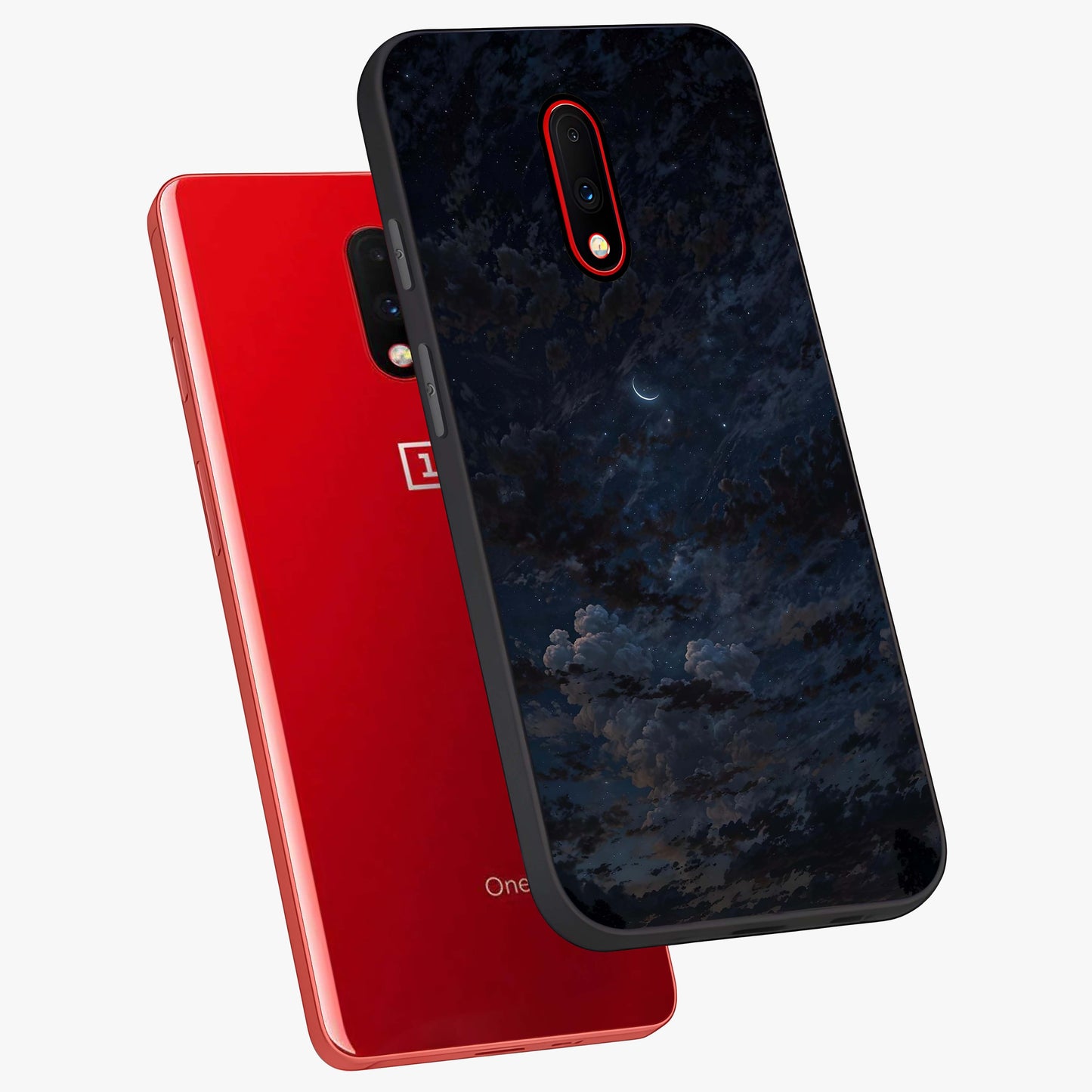 Lunar Veil Silence Glass Case displayed in angled mockup highlighting soft lunar design with peaceful celestial aesthetic.