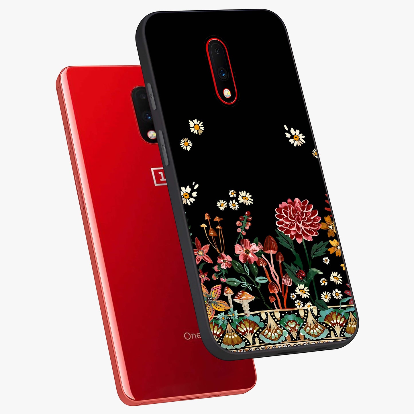 Midnight Bloom Pattern Glass Case displayed in angled mockup highlighting elegant flower design with midnight aesthetic style.