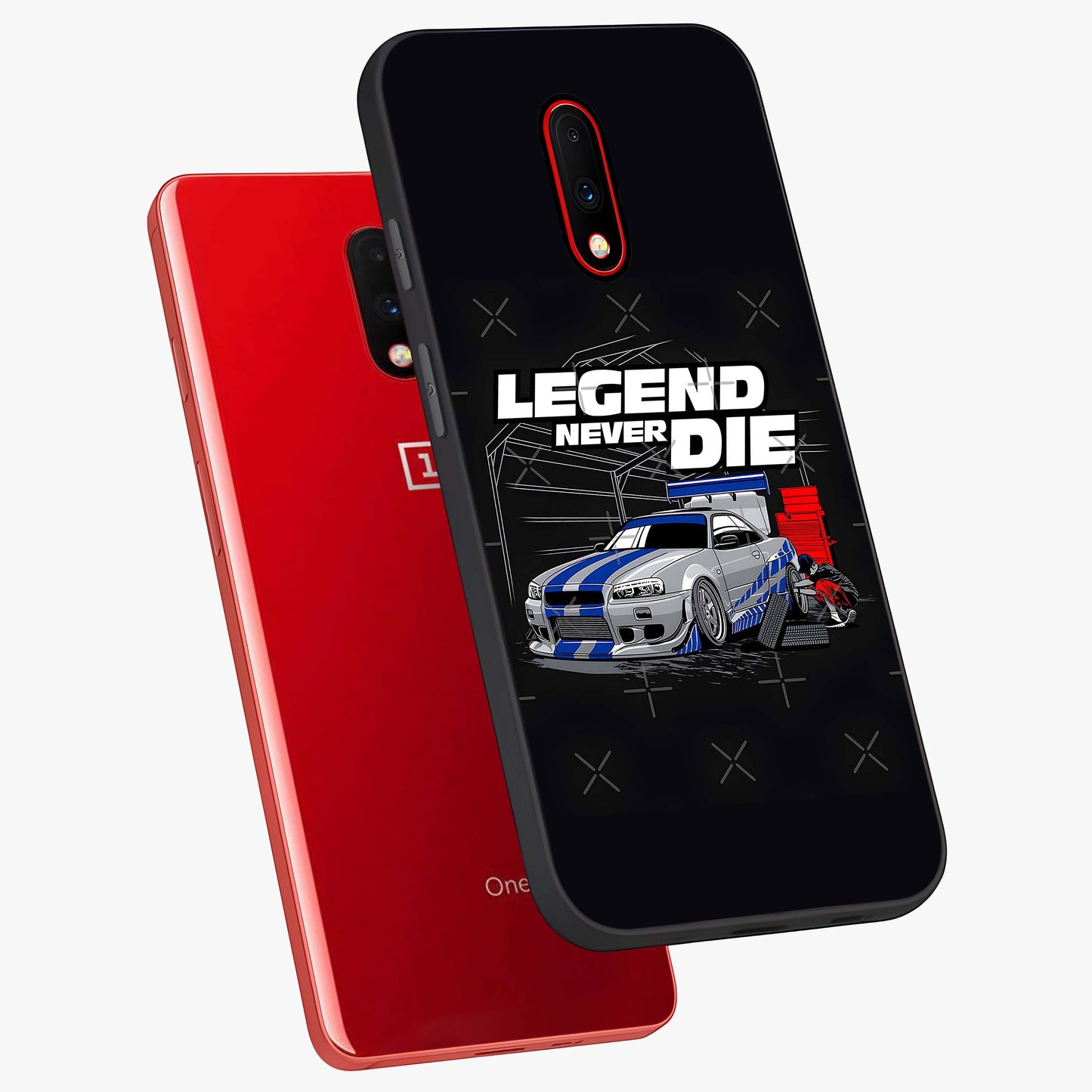 Midnight Racing Legacy Glass Case displayed in angled mockup highlighting dynamic automotive design with bold midnight aesthetic.