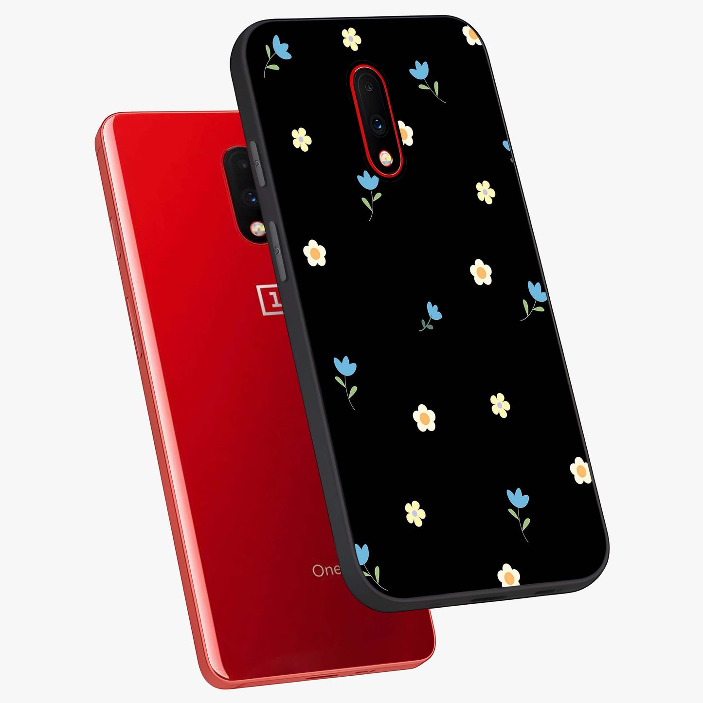 Minimal Petal Whispers Glass Case displayed in angled mockup highlighting delicate petal design with clean minimal aesthetic.