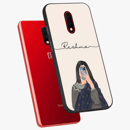 Mirror Mood Muse With Custom Name Glass Case displayed in angled mockup highlighting aesthetic mirror inspired design with custom name feature.