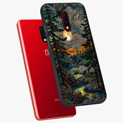Moonlight Forest Dream Glass Case displayed in angled mockup highlighting dreamy forest design with glowing moon aesthetic.