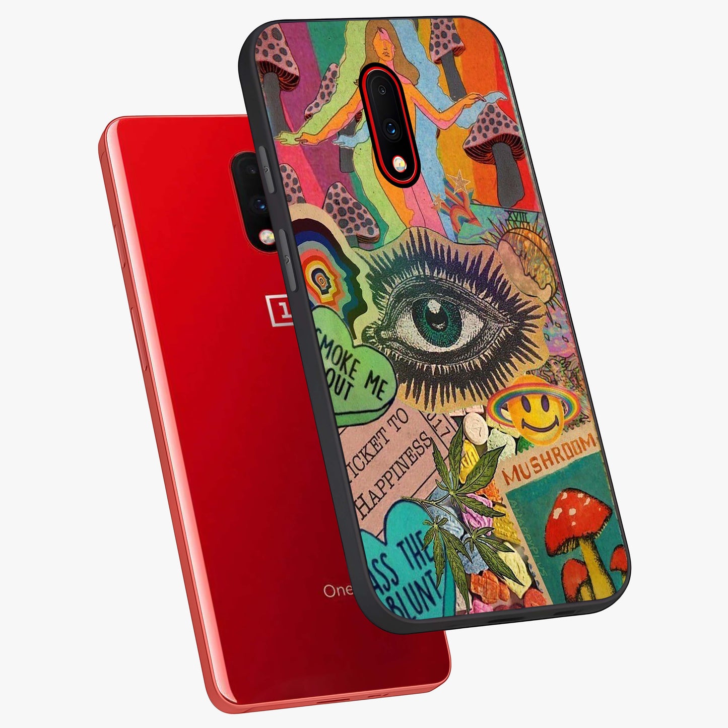 Mystic Eye Wonderland Glass Case displayed in angled mockup highlighting magical eye illustration with dreamy aesthetic.