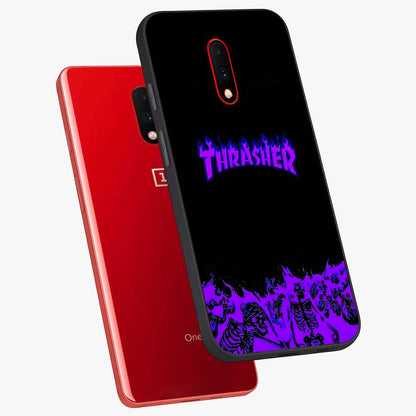 Neon Flame Riot Glass Case displayed in angled mockup highlighting glowing flame design with vibrant neon aesthetic.