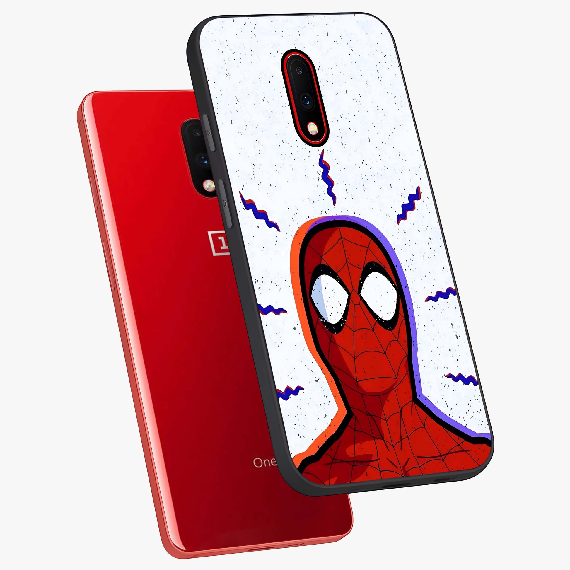 Omg Spiderman Glass Case displayed in angled mockup highlighting dynamic hero illustration with action comic aesthetic.