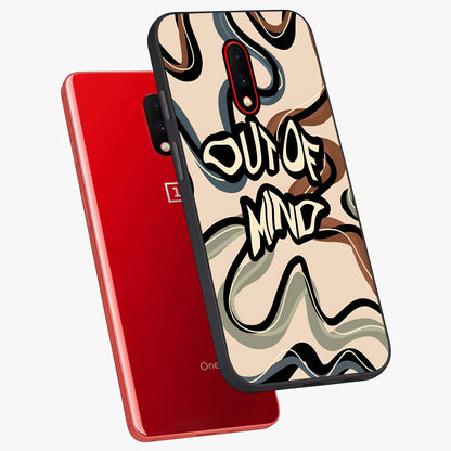 Out Of Mind Glass Case displayed in angled mockup highlighting bold statement design with modern artistic aesthetic.