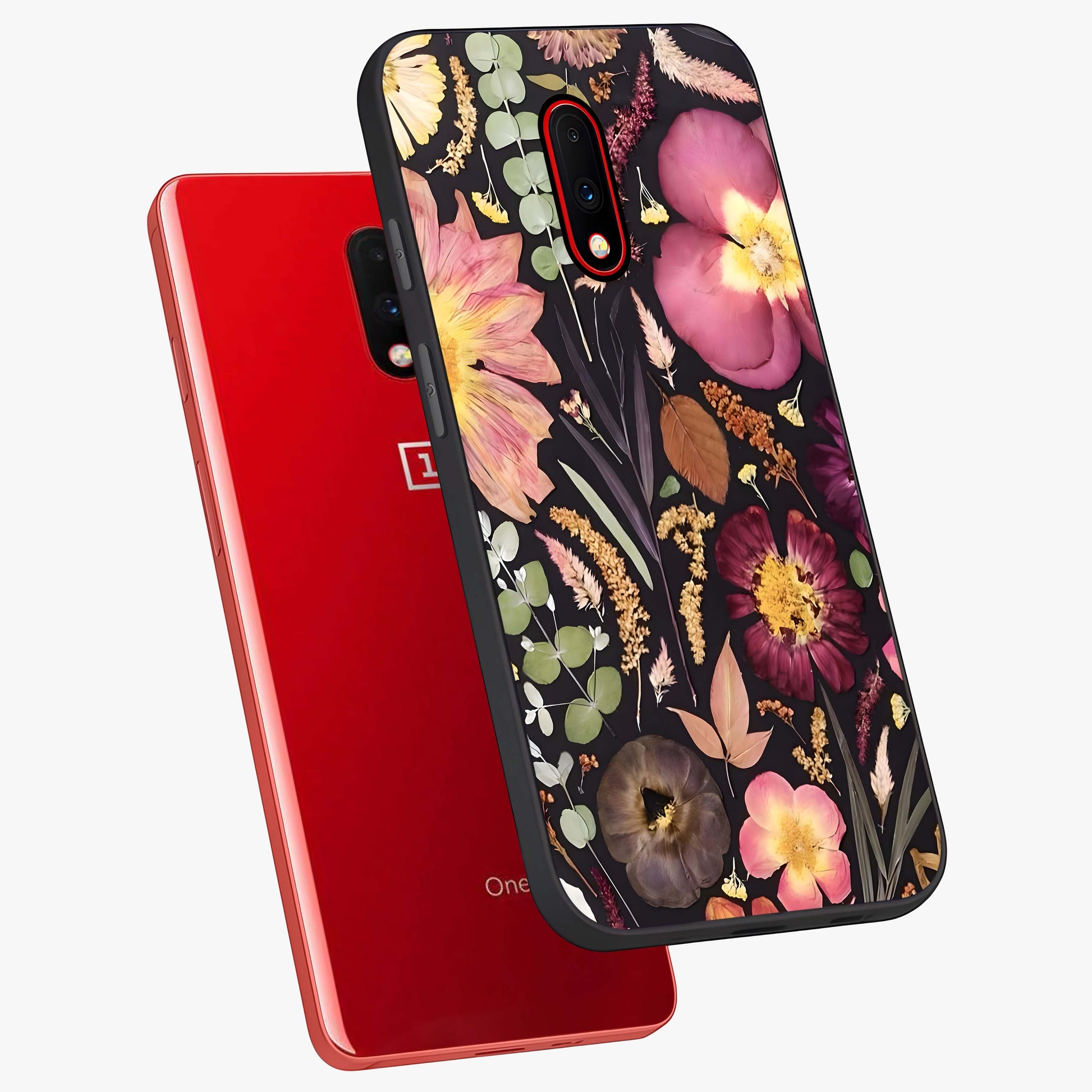 Petal Dream Tapestry Glass Case displayed in angled mockup highlighting decorative petal pattern with elegant botanical aesthetic.