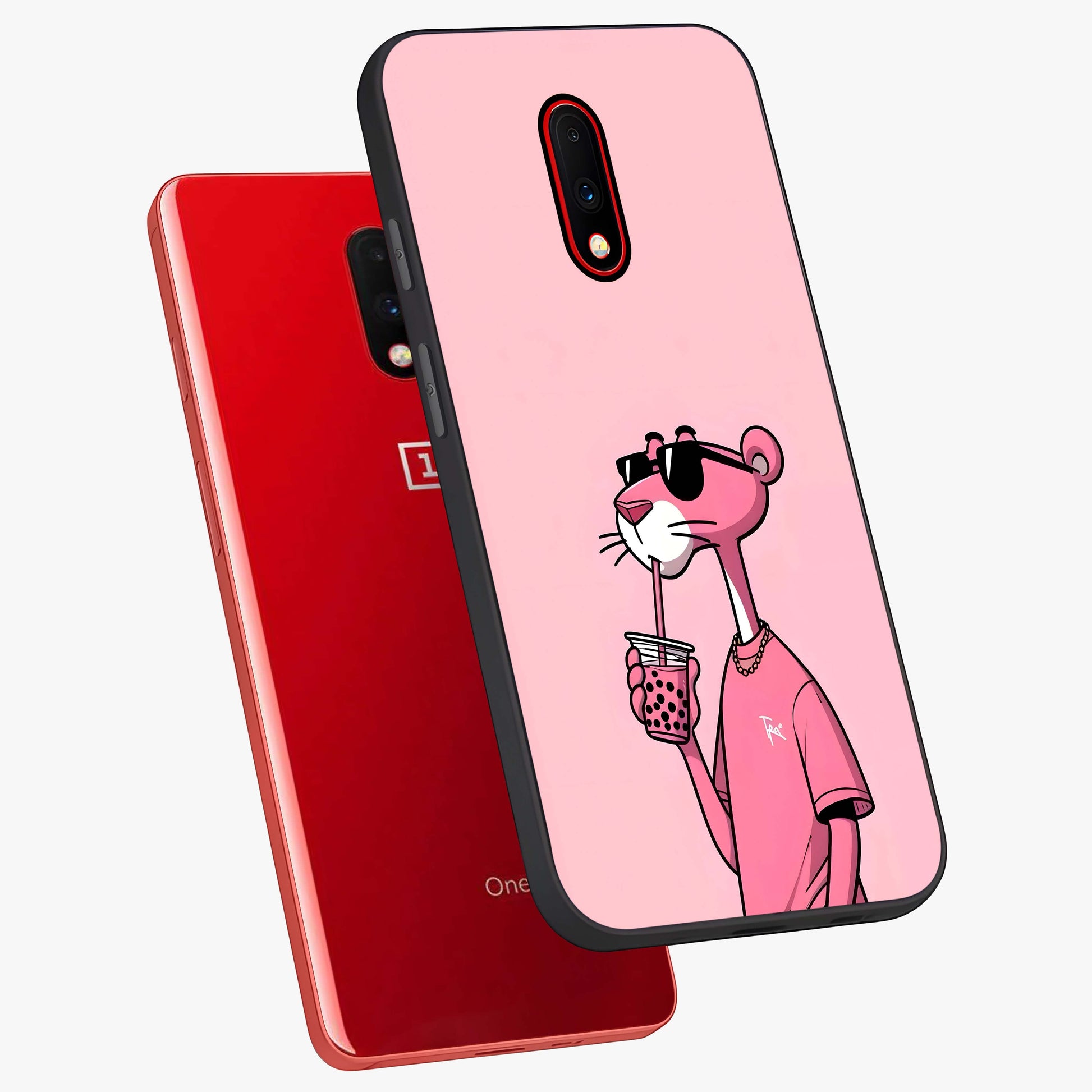 Pink Panther Glass Case displayed in angled mockup highlighting playful cartoon character design with vibrant pink aesthetic.