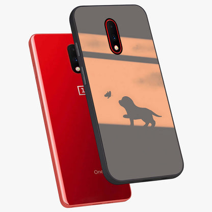 Puppy Shadow Art Glass Case displayed in angled mockup highlighting playful dog illustration with artistic shadow aesthetic.