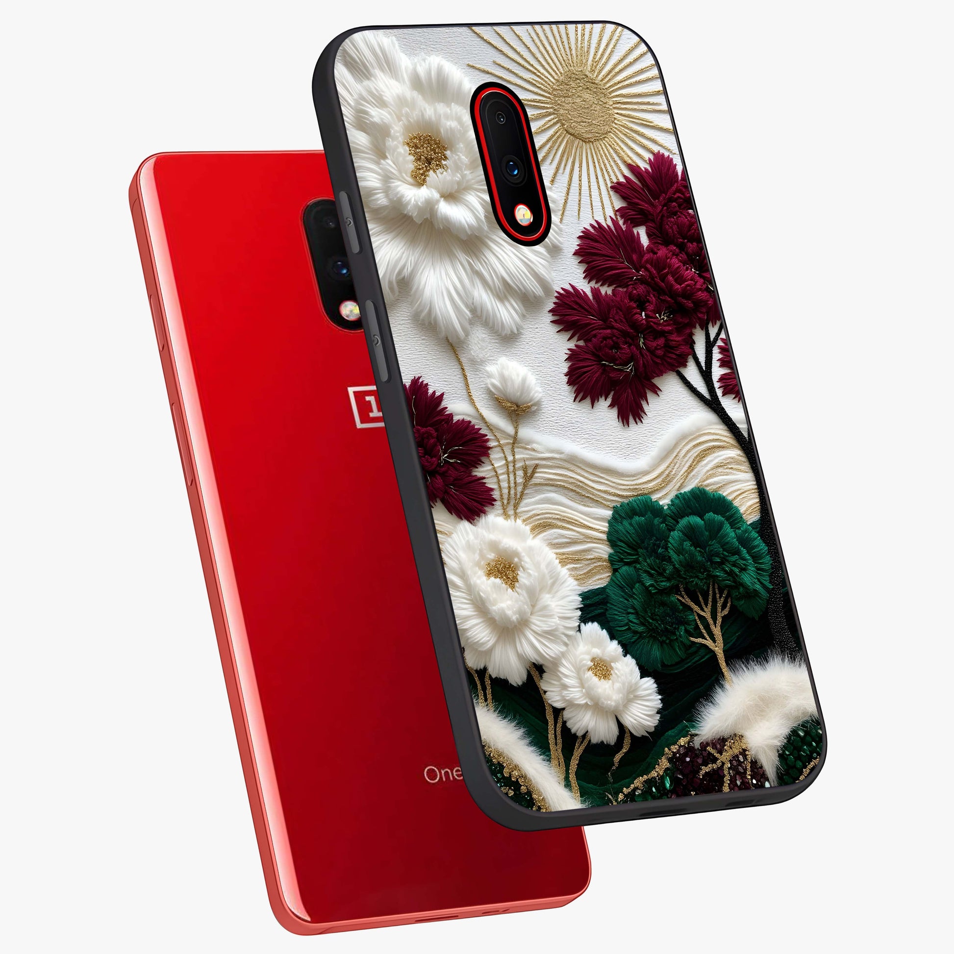 Radiant Bloom Elegance Glass Case displayed in angled mockup highlighting graceful floral design with radiant aesthetic style.