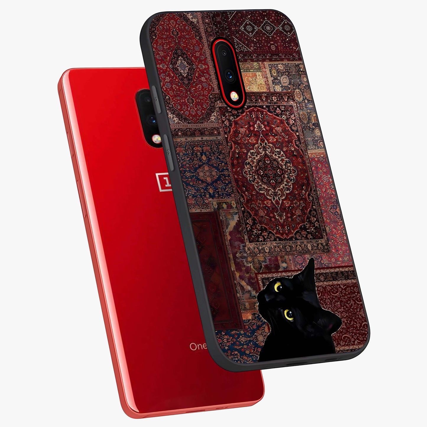 Regal Magic Cat Apple Glass Case displayed in angled mockup highlighting whimsical feline design with fantasy aesthetic.