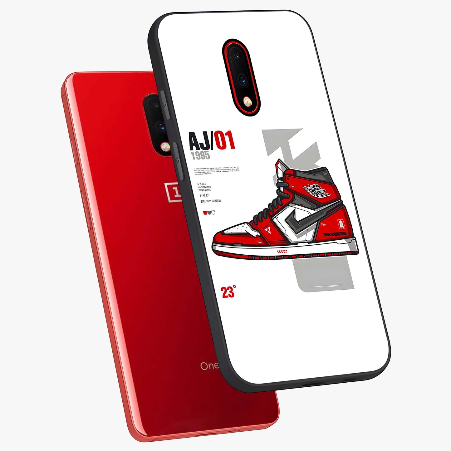 Retro Sneaker Blueprint Glass Case displayed in angled mockup highlighting detailed shoe design with sporty retro aesthetic.