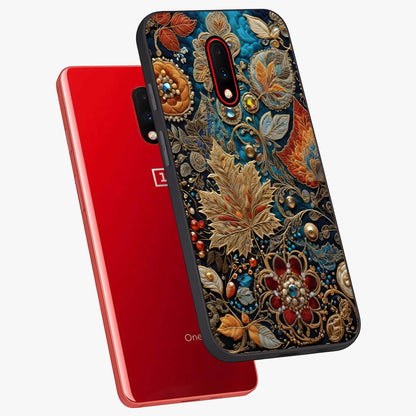 Royal Jewel Garden Glass Case displayed in angled mockup highlighting vibrant jewel inspired floral design with elegant aesthetic.