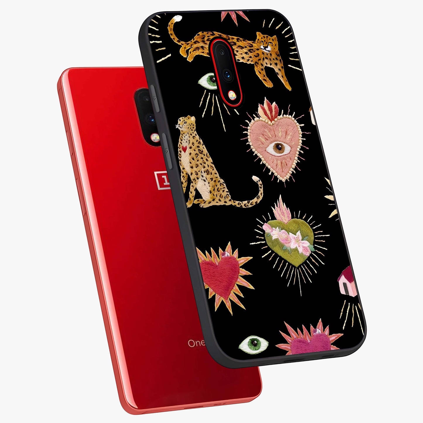 Sacred Jungle Heart Glass Case displayed in angled mockup highlighting lush tropical design with natural aesthetic style.