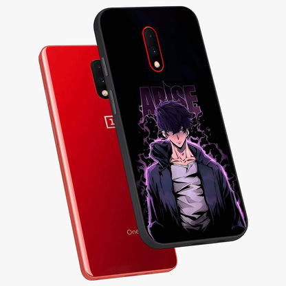 Shadow Monarch Awakening Glass Case displayed in angled mockup highlighting dramatic shadow warrior design with fantasy aesthetic.